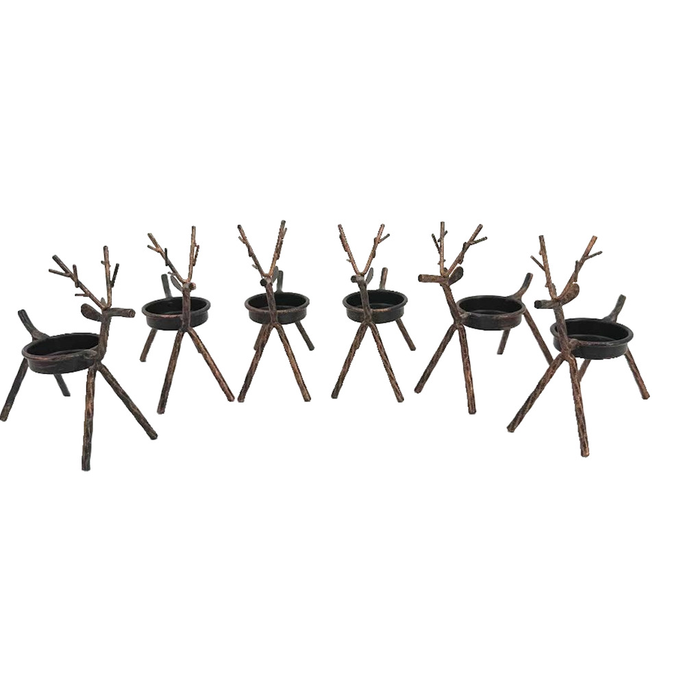 Deer Reindeer Candle Holder Metal Wire Christmas Holiday 5 Inch Tall Decor